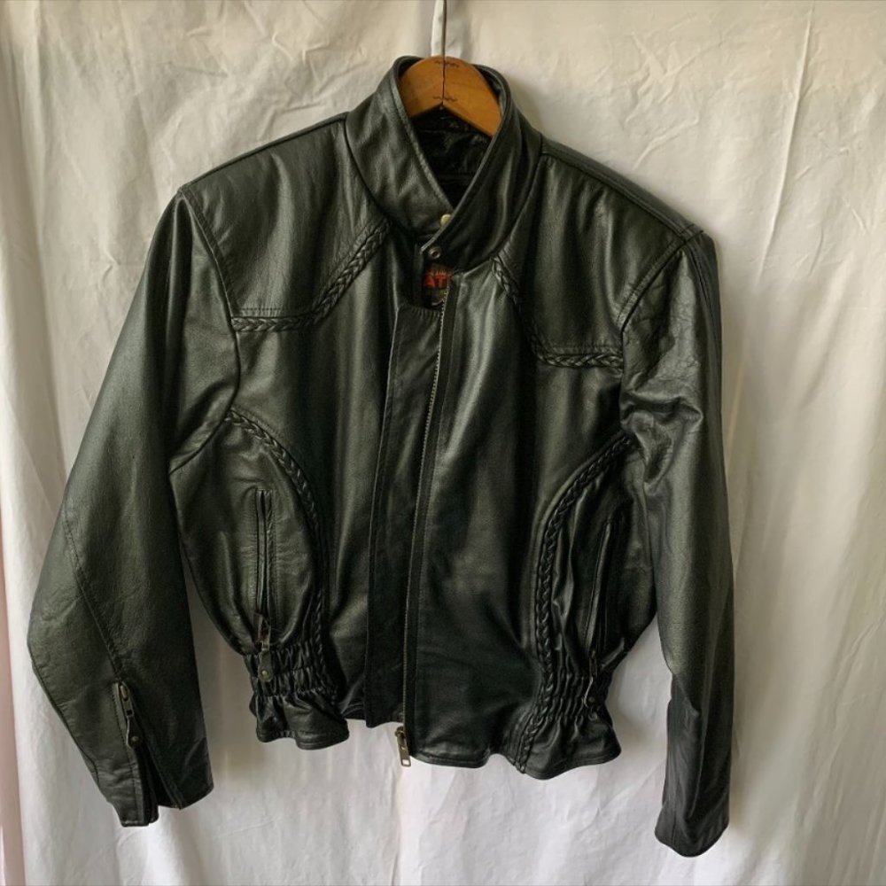 HOT Leathers Vintage Black Ladies Motorcycle Jacket